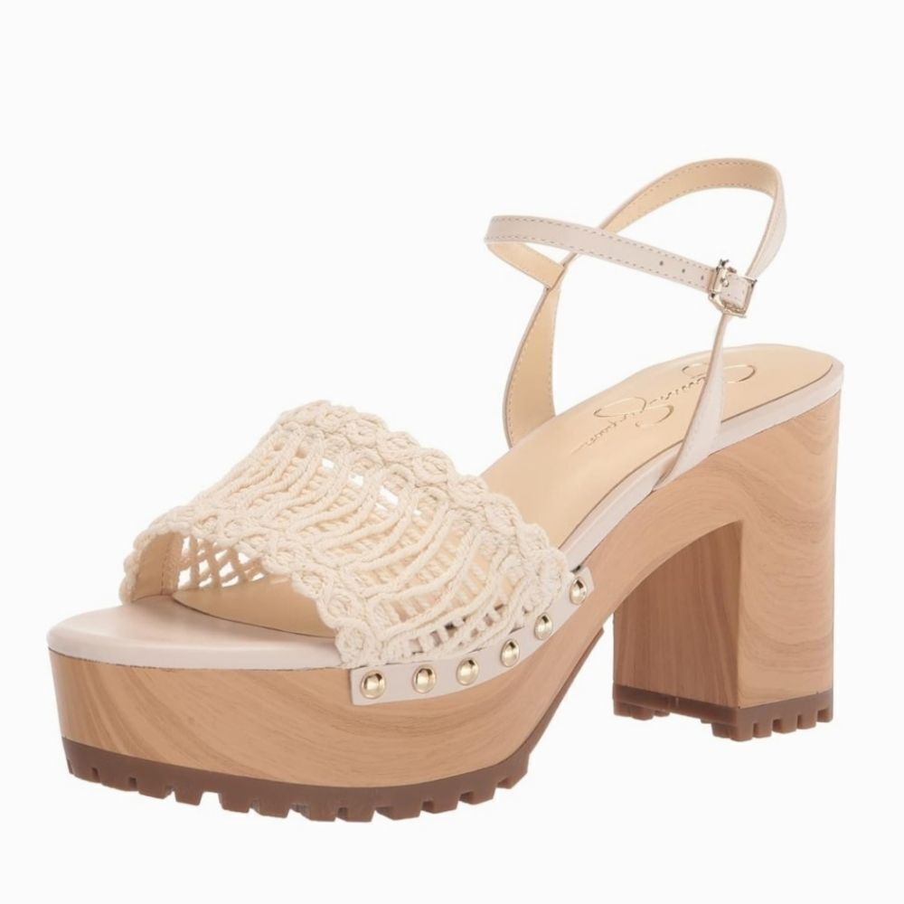 Jessica Simpson Cream Crochet Platform Sandals